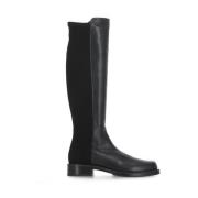 Zwarte Leren en Stoffen Dameslaarzen Stuart Weitzman , Black , Dames