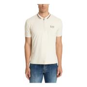 Polo Shirt Met Rits Logo Patroon Emporio Armani EA7 , Beige , Heren