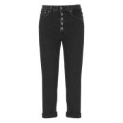 Zwarte katoenen damesjeans met zakken Dondup , Black , Dames