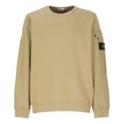 Beige Katoenen Sweatshirt Ronde Hals Stone Island , Beige , Heren