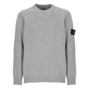 Grijze Wollen Trui Ronde Hals Lange Mouw Stone Island , Gray , Heren