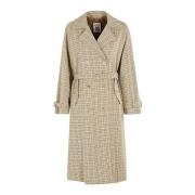 Stijlvolle Trenchcoat voor Vrouwen Semicouture , Beige , Dames