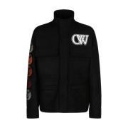 Varsity Jacket Zwart Grafische Print Off White , Black , Heren