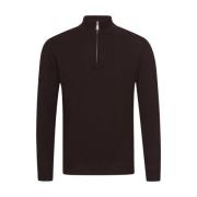 Half Zip Wol-Kasjmier Trui Bruin Oscar Jacobson , Brown , Heren