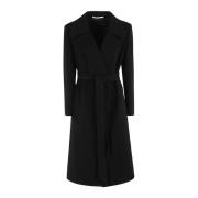 Elegante Wollen Jas voor Vrouwen Tagliatore , Black , Dames