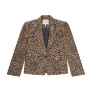 Stijlvolle Blazer met All-Over Print Munthe , Brown , Dames