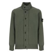 Groene Wollen Vest Hoge Hals Stone Island , Green , Heren