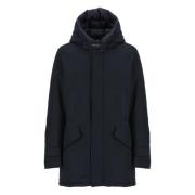 Blauwe Katoenmix Parka met Capuchon Woolrich , Blue , Heren