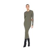 Geribbelde midi jurk met ronde hals Silvian Heach , Green , Dames