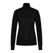 Zwarte Geribbelde Brei Trui Charlenebbroll Neck Bruuns Bazaar , Black ...