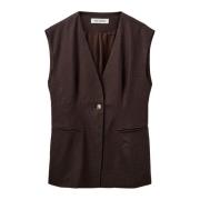 Gestreepte Vest met V-Hals en Voorknoop Sofie Schnoor , Brown , Dames