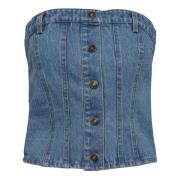 Denim Strapless Top voor de zomer Designers Remix , Blue , Dames