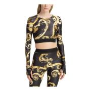 Abstract Multicolor Geborduurde Top Versace Jeans Couture , Black , Da...