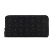 Gedrukte canvas portemonnee MCM , Black , Dames