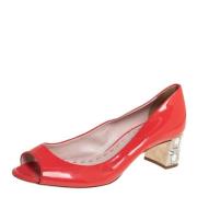 Pre-owned Leather heels Miu Miu Pre-owned , Orange , Dames