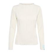 Gestructureerde Longsleeve Tee Top Karen by Simonsen , Beige , Dames