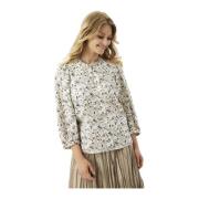 Off White Blouse met ¾ Mouwen IN Front , Multicolor , Dames