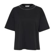 Meteorite Tee Top met Coole Details Karen by Simonsen , Black , Dames