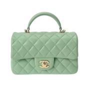 Pre-owned Leather chanel-bags Chanel Vintage , Green , Dames