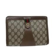 Pre-owned Leather clutches Gucci Vintage , Beige , Dames