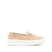 Tina Gevlochten Suède Loafers Henderson , Beige , Dames