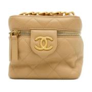 Pre-owned Leather chanel-bags Chanel Vintage , Beige , Dames