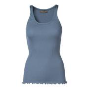 Zijden Top, Paris Blue, Satijnen Rand Rosemunde , Blue , Dames