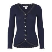 Navy Kant Cardigan Rosemunde , Blue , Dames