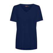 Navy Oversize T-Shirt met V-Hals Soaked in Luxury , Blue , Dames