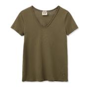 Basis T-shirt in Burnt Olive MOS Mosh , Green , Dames