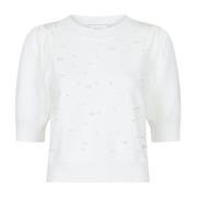 Zachte parel gebreide tee top Neo Noir , White , Dames