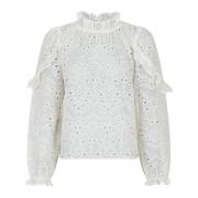 Geborduurde Blouse - Ivoor Neo Noir , White , Dames