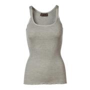 Feminine Top met Zijden Rand Rosemunde , Gray , Dames