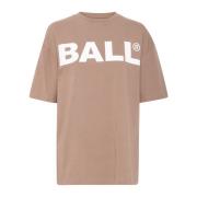 Sportieve Tee Blouse met Cool Print Ball , Brown , Dames