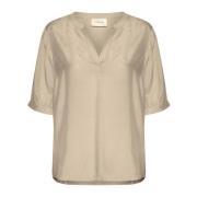 Sød Bluse V-Neck Silhouette Overland Trek Cream , Beige , Dames