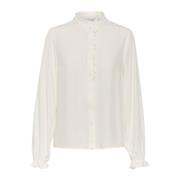 Vrouwelijke Blouse met Pofmouwen Cream , White , Dames