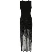 Jersey en Polka Dots Gedrapeerde Jurk Givenchy , Black , Dames