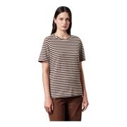 Oversize Linen T-Shirt Massimo Alba , Brown , Dames