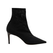 Zwarte Mesh Puntige Neus Bootie Parallele , Black , Dames