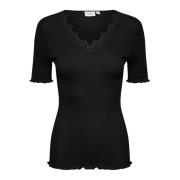 Feminien T-Shirt met Kant in Zwart Saint Tropez , Black , Dames