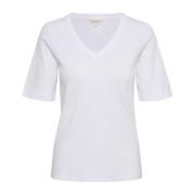 Biologisch Katoen V-Hals T-Shirt Bright White Part Two , White , Dames