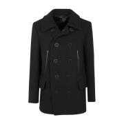 Zwarte Japanse Melton Peacoat Tom Ford , Black , Heren