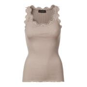 Vintage Kant Top in Poeder Rosemunde , Beige , Dames