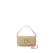 Beige Leren Schoudertas met Kettingriem Dolce & Gabbana , Beige , Dame...