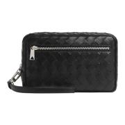 Zwarte Leren Clutch met Polsband Bottega Veneta , Black , Heren