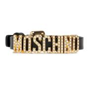 Zwart Leren Logo Armband Moschino , Black , Dames