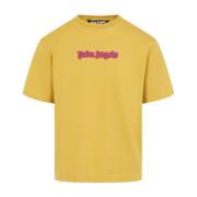 Neon Logo Slim Tee Palm Angels , Yellow , Heren