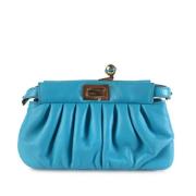 Pre-owned Leather clutches Fendi Vintage , Blue , Dames