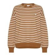 Gestreepte Sweatshirt met Geborduurd Detail Saint Tropez , Brown , Dam...