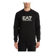 Gestreept Logo Sweatshirt Emporio Armani EA7 , Black , Heren